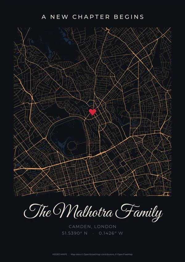 A Camden, London family map poster