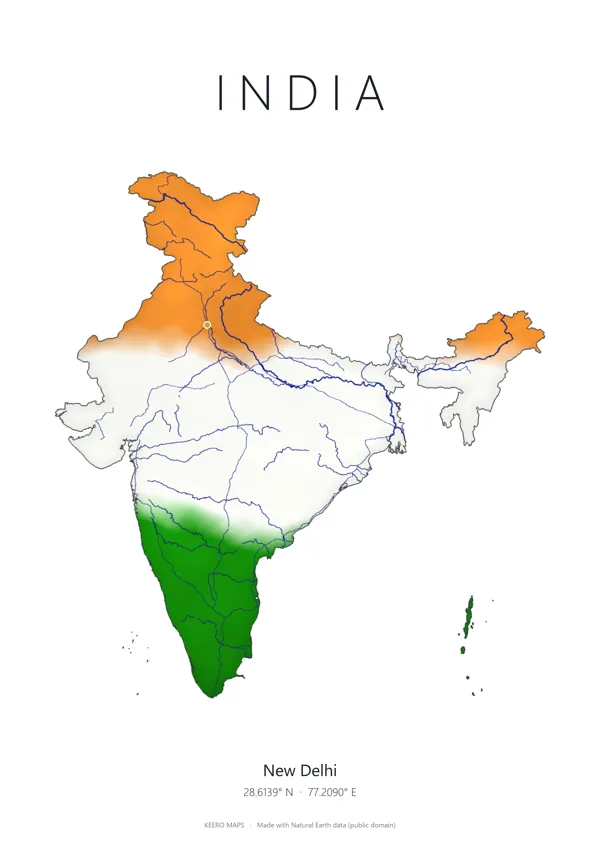 India map art in the colours of the Indian flag