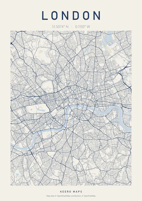 London map poster, Harbour Blue