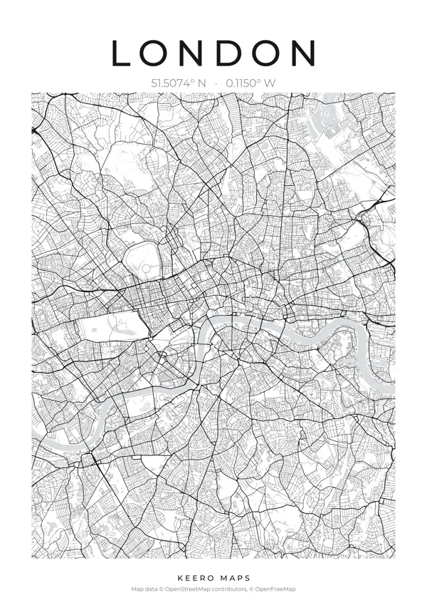 London map poster, Classic Ink