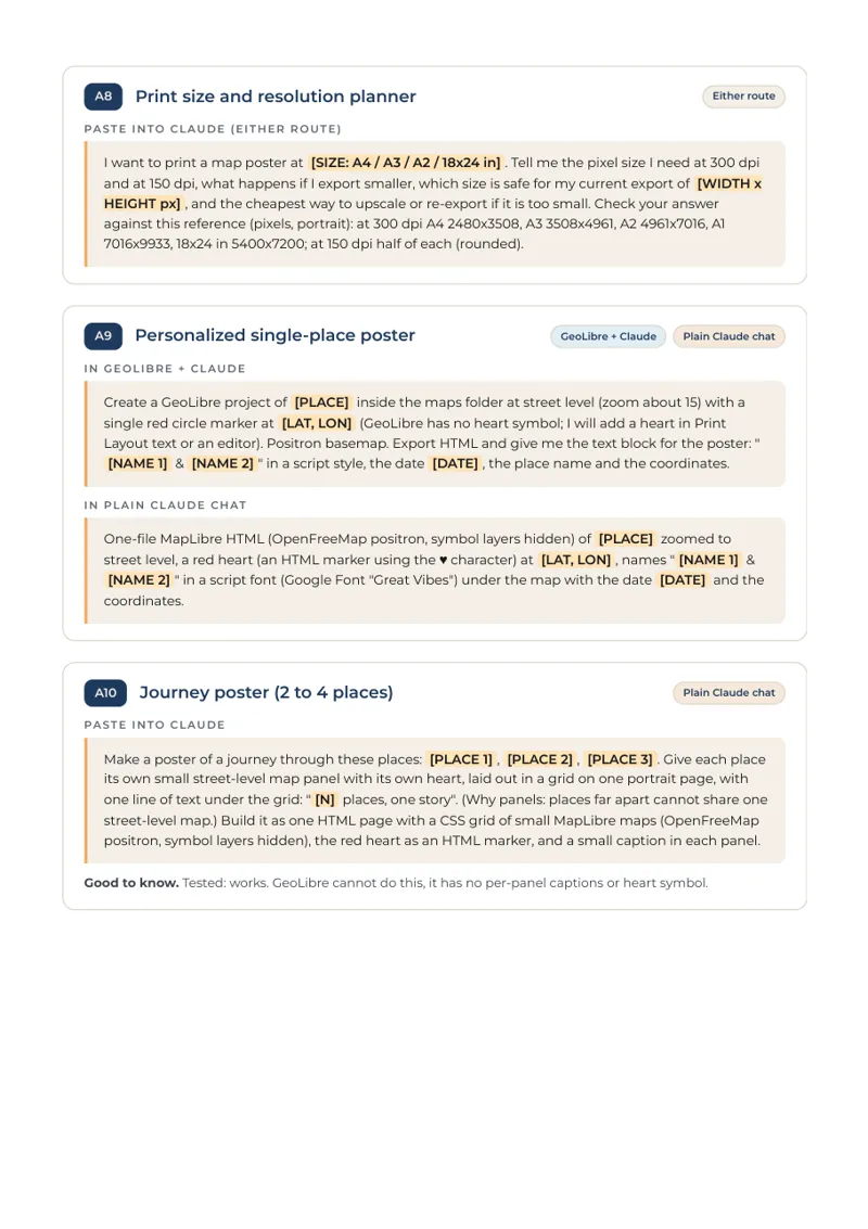 A page of the prompt pack: tinted prompt boxes with highlighted gaps to fill in